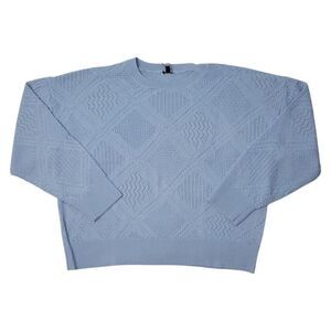 Express Women's Crew Neck Airy & Soft Relaxed Fit Sweater - Blue
